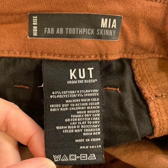 Kut From The Kloth Jeans Womens 4 Brown High Rise Mia Fab Ab Toothpick Skinny - Picture 12 of 15